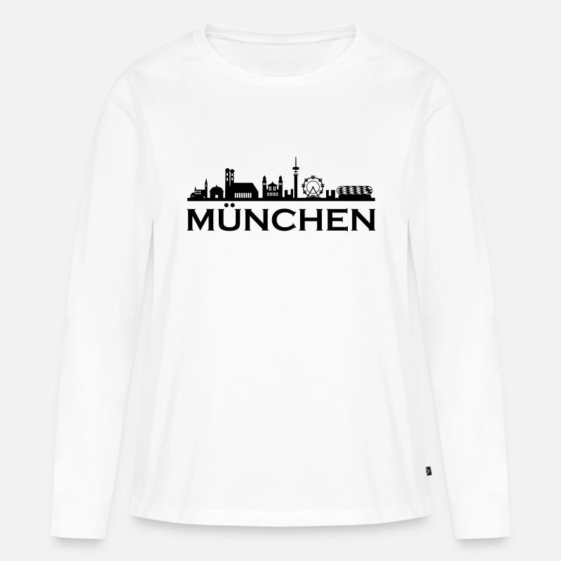 München Skyline - Frauen Premium Bio Langarmshirt - Weiß