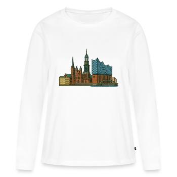 Horizon de Hambourg - T-shirt manches longues Premium bio Femme - blanc - Devant - Julia (174cm)