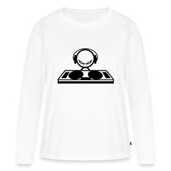 DJ - T-shirt manches longues Premium bio Femme - blanc - Devant - Julia (174cm)