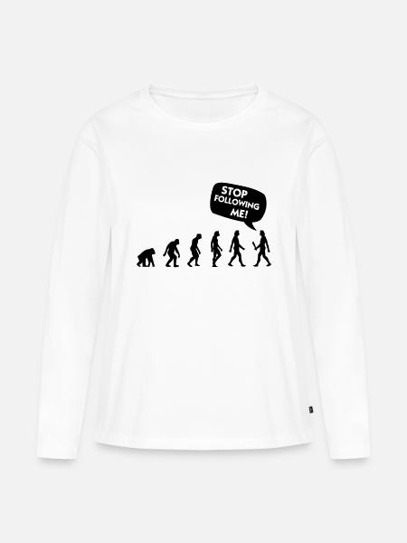 Die Evolution eines Stalkers - Frauen Premium Bio Langarmshirt - Weiß