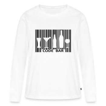Code bar - T-shirt manches longues Premium bio Femme - blanc - Devant - Julia (174cm)