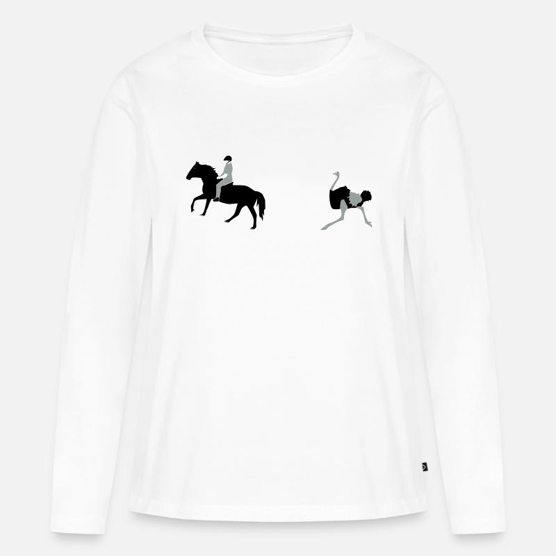 Thomas ziag o, Thomas zieh an, Strauß vs. Kind - Frauen Premium Bio Langarmshirt - Weiß