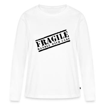 Fragile handle with care - Frauen Premium Bio Langarmshirt - Weiß - Vorne - Julia (174cm)