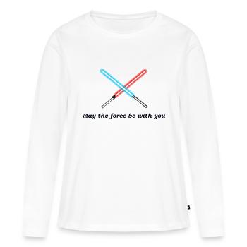 Möge die Macht mit dir sein - Frauen Premium Bio Langarmshirt - Weiß - Vorne - Julia (174cm)