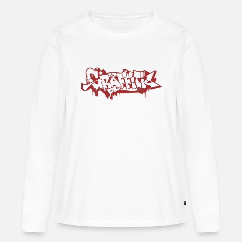 GRAFFITI - Frauen Premium Bio Langarmshirt - Weiß