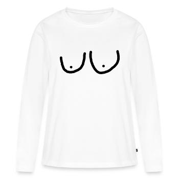 Busen - Frauen Premium Bio Langarmshirt - Weiß - Vorne - Julia (174cm)