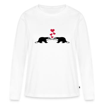 Dachs - Frauen Premium Bio Langarmshirt - Weiß - Vorne - Julia (174cm)