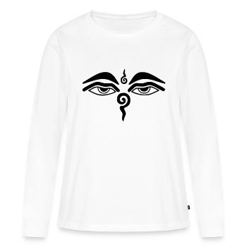 Eyes of Buddha - T-shirt manches longues Premium bio Femme - blanc - Devant - Julia (174cm)