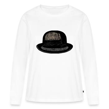 chapeau melon fantaisie dessin - T-shirt manches longues Premium bio Femme - blanc - Devant - Julia (174cm)