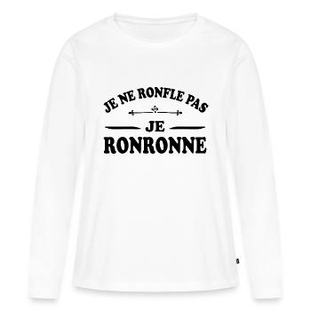 Je ne ronfle pas je ronronne humoristique - T-shirt manches longues Premium bio Femme - blanc - Devant - Julia (174cm)