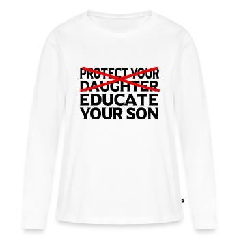 Féministe Féminisme émancipation cadeau - T-shirt manches longues Premium bio Femme - blanc - Devant - Julia (174cm)