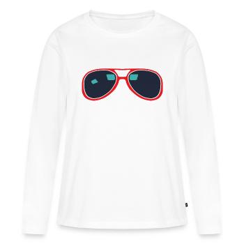 Sonnenbrille - Frauen Premium Bio Langarmshirt - Weiß - Vorne - Julia (174cm)