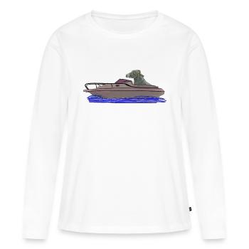 Âne conduit le bateau Âne dans le bateau - T-shirt manches longues Premium bio Femme - blanc - Devant - Julia (174cm)