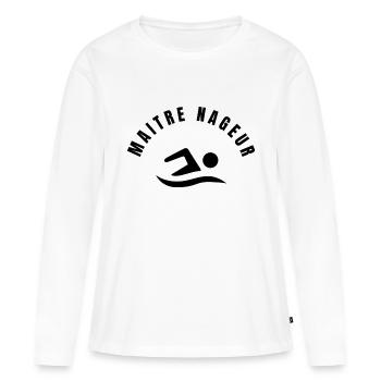 Collection Maitre Nageur - Profession - T-shirt manches longues Premium bio Femme - blanc - Devant - Julia (174cm)