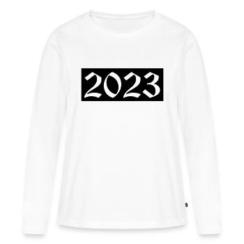 2023 - T-shirt manches longues Premium bio Femme - blanc - Devant - Julia (174cm)