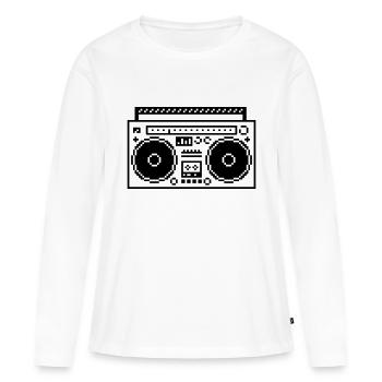 8bit Pixel Boombox - Frauen Premium Bio Langarmshirt - Weiß - Vorne - Julia (174cm)