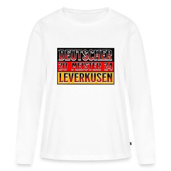 Champion d’Allemagne 2024 Leverkusen !! @ Markus - T-shirt manches longues Premium bio Femme - blanc - Devant - Julia (174cm)