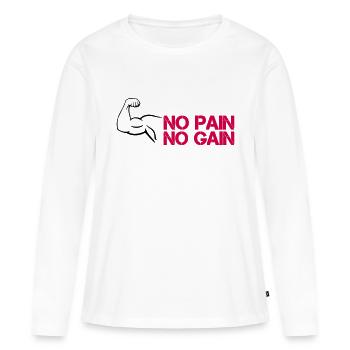 Gain de douleur au biceps - T-shirt manches longues Premium bio Femme - blanc - Devant - Julia (174cm)