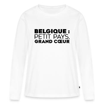 Belgien. Kleines Land, großes Herz! - Frauen Premium Bio Langarmshirt - Weiß - Vorne - Julia (174cm)