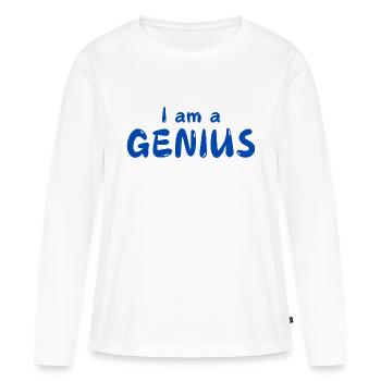 Je suis un GÉNIE - T-shirt manches longues Premium bio Femme - blanc - Devant - Julia (174cm)