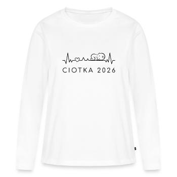 Tante 2026 Battement de cœur Grossesse Polonais - T-shirt manches longues Premium bio Femme - blanc - Devant - Julia (174cm)