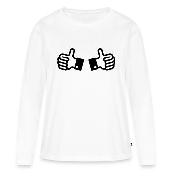 Daumen hoch / Thumbs up (2) - Frauen Premium Bio Langarmshirt - Weiß - Vorne - Julia (174cm)