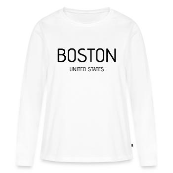 Boston - T-shirt manches longues Premium bio Femme - blanc - Devant - Julia (174cm)