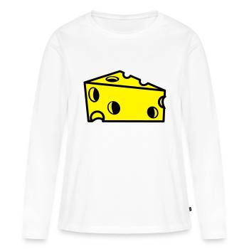 fromage suisse en tranches avec des trous - T-shirt manches longues Premium bio Femme - blanc - Devant - Julia (174cm)