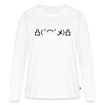 Angry émoticônes japonais - T-shirt manches longues Premium bio Femme - blanc - Devant - Julia (174cm)