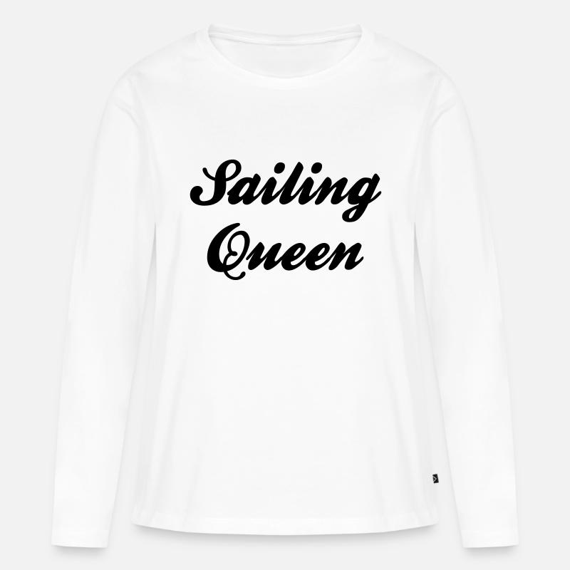 sailing queen - Frauen Premium Bio Langarmshirt - Weiß