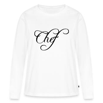 Chef Chef Cap Logo Texte Chef étoilé - T-shirt manches longues Premium bio Femme - blanc - Devant - Julia (174cm)