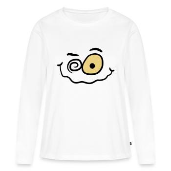 Sourire drôle fou fou - T-shirt manches longues Premium bio Femme - blanc - Devant - Julia (174cm)