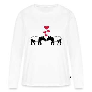 Tapir - Frauen Premium Bio Langarmshirt - Weiß - Vorne - Julia (174cm)