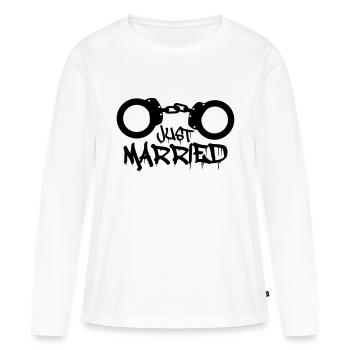 Just married prisonnier menotté drôle - T-shirt manches longues Premium bio Femme - blanc - Devant - Julia (174cm)