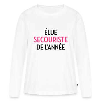 Secourisme / Secouriste / Secours / Secourir - T-shirt manches longues Premium bio Femme - blanc - Devant - Julia (174cm)