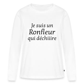 Ronfler / Ronfleur / Ronfleuse / Ronflement - T-shirt manches longues Premium bio Femme - blanc - Devant - Julia (174cm)