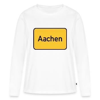 Aachen Ortsschild Gelbe Tafel - Frauen Premium Bio Langarmshirt - Weiß - Vorne - Julia (174cm)