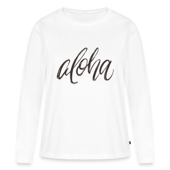 Aloha Proverbe - T-shirt manches longues Premium bio Femme - blanc - Devant - Julia (174cm)