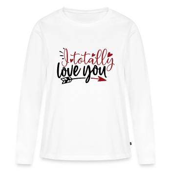 Je t’aime totalement - T-shirt manches longues Premium bio Femme - blanc - Devant - Julia (174cm)