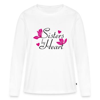 Sœurs par cœur - T-shirt manches longues Premium bio Femme - blanc - Devant - Julia (174cm)