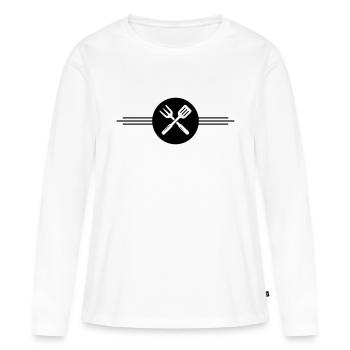 Icône des couverts de gril - T-shirt manches longues Premium bio Femme - blanc - Devant - Julia (174cm)