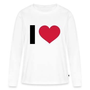 I LOVE - T-shirt manches longues Premium bio Femme - blanc - Devant - Julia (174cm)
