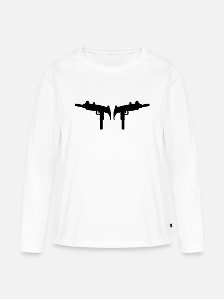 Uzi Maschinenpistole - Frauen Premium Bio Langarmshirt - Weiß
