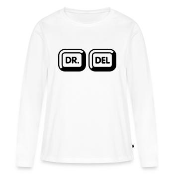 Docteur supprimer | 1c - T-shirt manches longues Premium bio Femme - blanc - Devant - Julia (174cm)