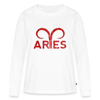 Bélier / Zodiac Bélier - T-shirt manches longues Premium bio Femme - blanc - Devant - Julia (174cm)