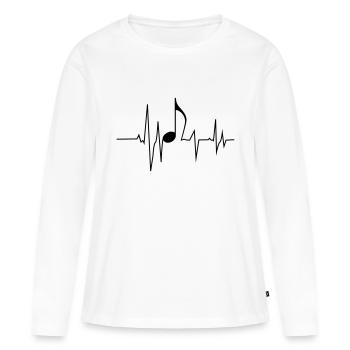 Fréquence musicale - T-shirt manches longues Premium bio Femme - blanc - Devant - Julia (174cm)