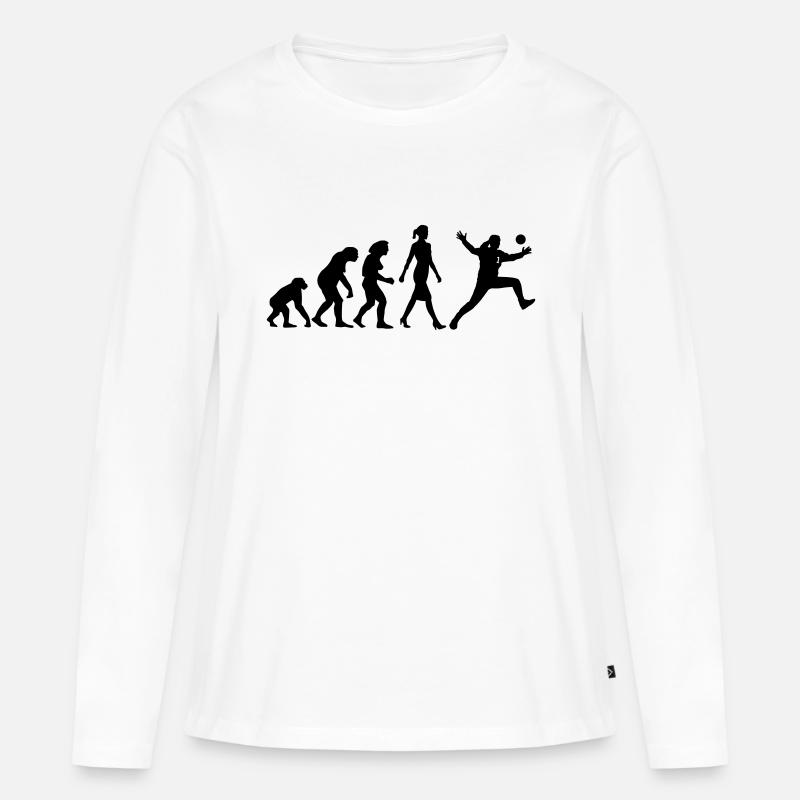 Evolution Handball Torhueterin - Frauen Premium Bio Langarmshirt - Weiß