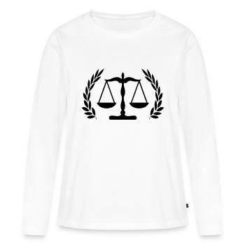 Logo de la justice - T-shirt manches longues Premium bio Femme - blanc - Devant - Julia (174cm)