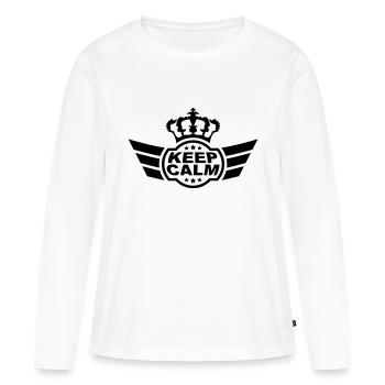 Keep Calm - T-shirt manches longues Premium bio Femme - blanc - Devant - Julia (174cm)