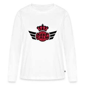 Keep Calm - T-shirt manches longues Premium bio Femme - blanc - Devant - Julia (174cm)
